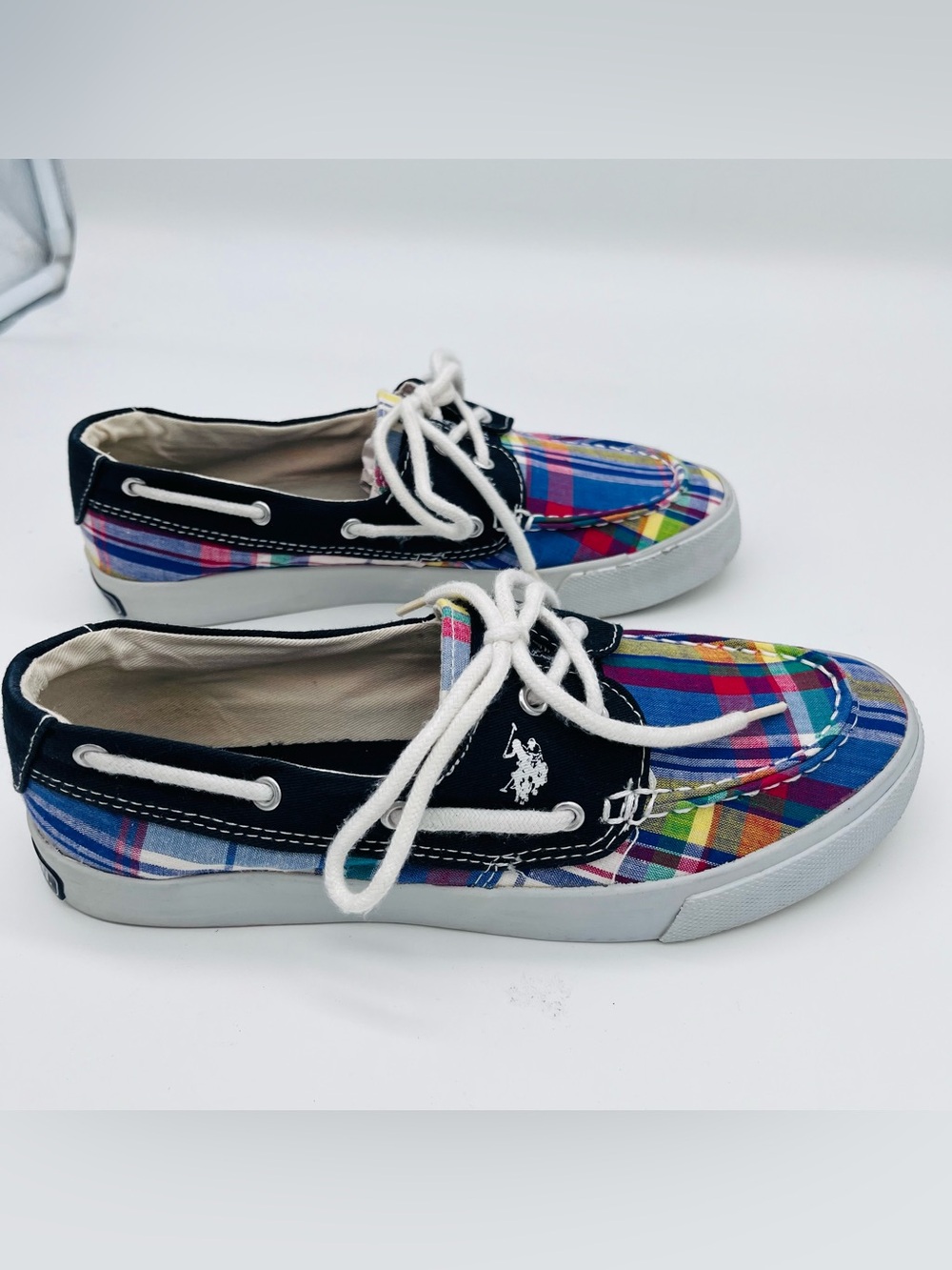 U.S. Polo Assn. Multicolor Plaid Canvas Shoe with Navy Logo Patch